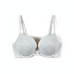 Victorias Secret Very Sexy Push Up Bra White Floral Lace Underwire 34DD Bridal